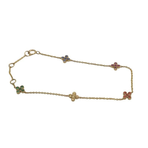 Bracelet Bracelet or jaune serti de fleurs saphir multi-couleur 58 Facettes