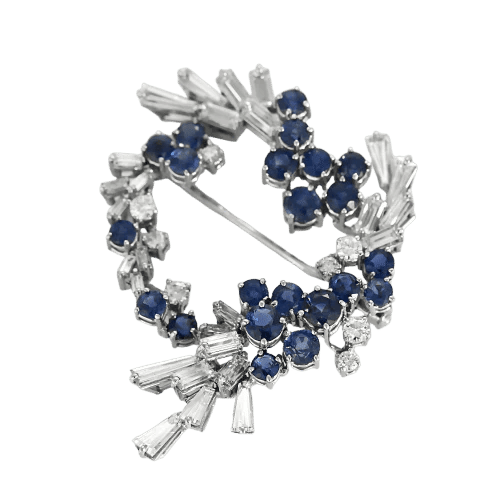 Broche Jocobi - Broche cœur stylisé sertie en or blanc 18k, diamants et saphirs 58 Facettes LJ 22-103