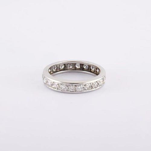 Bague 51 / Blanc/Gris / Or 750‰ Alliance américaine Diamants 1.32 carats 58 Facettes 220518R