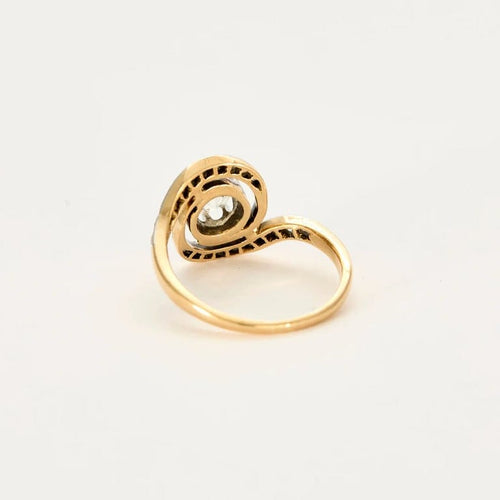 Bague 51 Bague Tourbillon en or jaune et gris 18k et diamants 58 Facettes LJ6