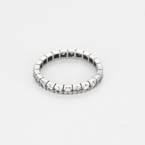 Bague 56 Alliance américaine en or blanc et diamants 58 Facettes MON1251