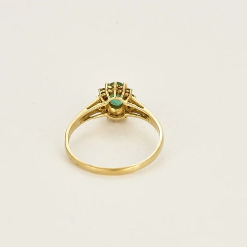 Bague 64 Bague marguerite en or jaune, émeraude et diamants 58 Facettes AUX1288X2
