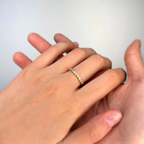Bague 54 Demi-Alliance - Or jaune & Diamants 58 Facettes 250419R