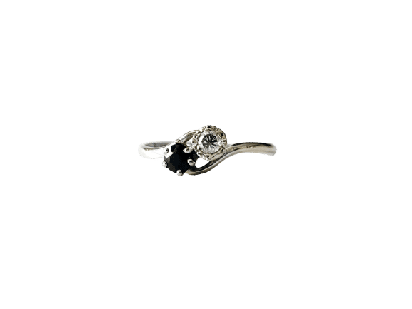 Bague 53 Bague toi et moi en or blanc 18 k avec diamant et saphir 58 Facettes