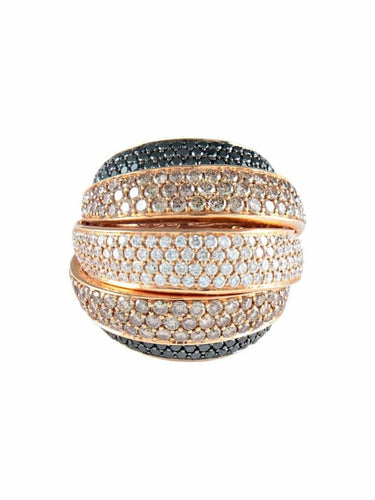 Bague 51.5 Bague pavée en or rose et diamants blancs, bruns et noirs 58 Facettes 422 50057