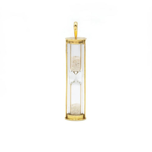 Pendentif Pendentif sablier en or jaune 750‰, verre et sable blanc 58 Facettes 250129R