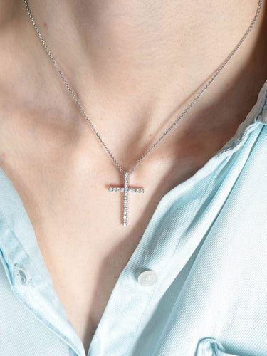 Pendentif Pendentif croix pavé de diamants en or blanc 750 58 Facettes 452 50033