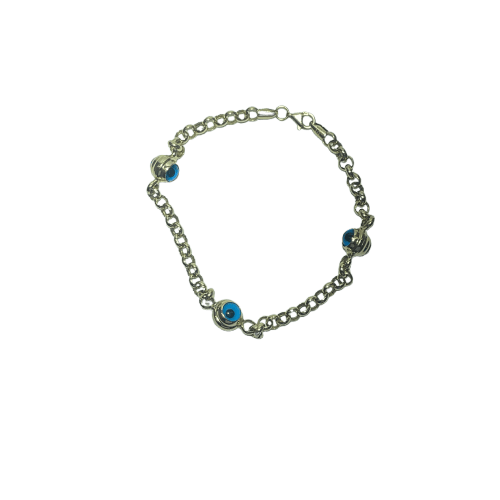 Bracelet Bracelet à motifs œil bleu en or jaune 14 carats 6,73 g 58 Facettes 250363