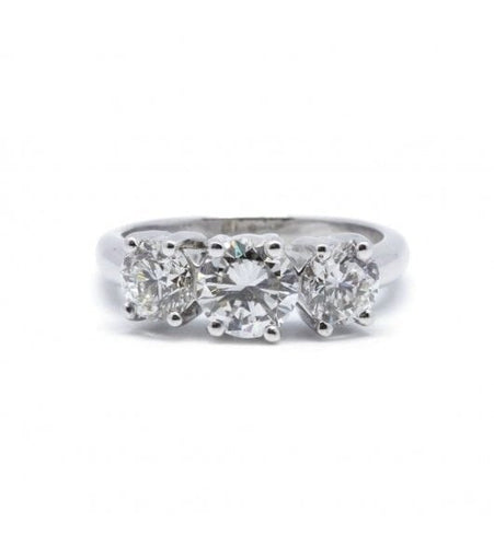 Bague 55 / Blanc/Gris / Or 750 Bague Trilogie  Diamants 58 Facettes 220473R