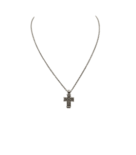 Collier Collier et pendentif croix or blanc sertis de diamants 58 Facettes