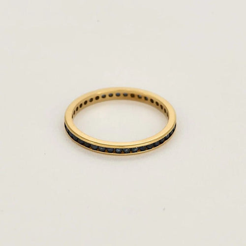 Bague 59.5 Alliance en or jaune et saphirs 58 Facettes CHAL01932