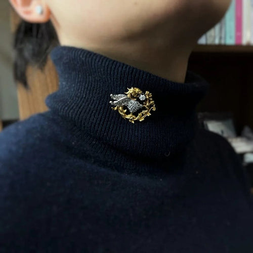 Broche Broche - Or jaune, Platine & Diamants 58 Facettes 250081R