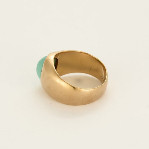 Bague 50 Bague chevalière en or jaune et turquoise 58 Facettes RAM3379