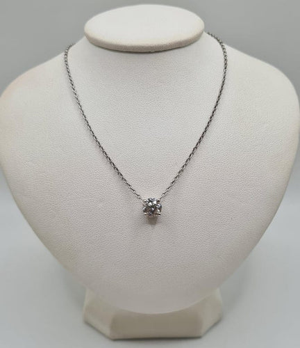 Collier Collier or blanc serti d'un diamants 58 Facettes