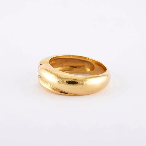 Bague 57 / Jaune / Or 750 Solitaire - Diamant de 0.42 carat 58 Facettes 140544R