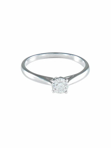 Bague 53.5 Bague - Solitaire en or gris et diamant 0,2 ct 58 Facettes 412 50088