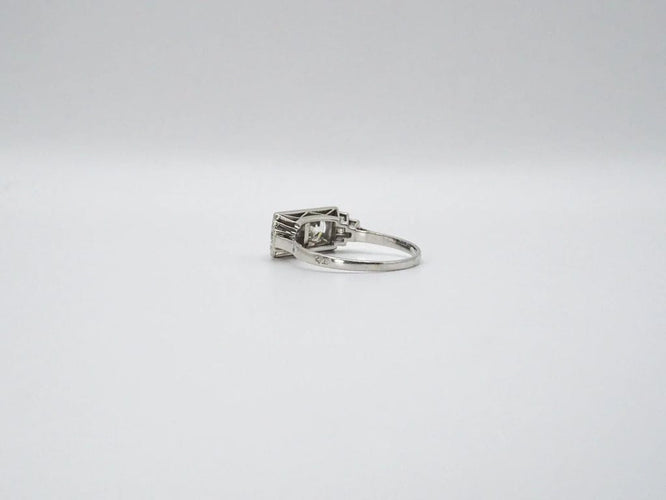 Bague 57 Bague Art Déco Platine Diamants 58 Facettes 4530