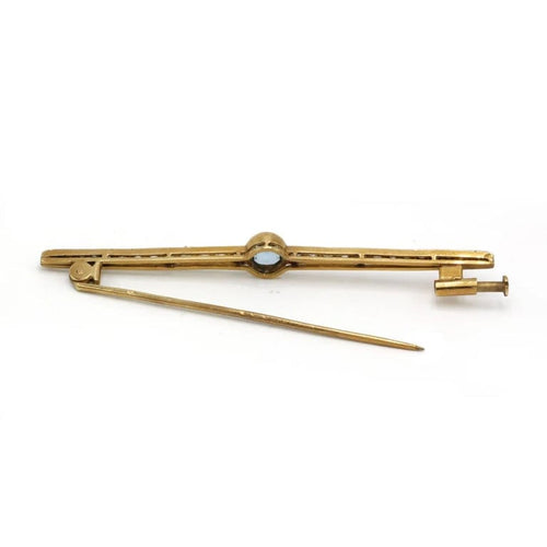 Broche Broche Barrette - Or jaune, Platine, Aigue-Marine & Diamants 58 Facettes 250389R