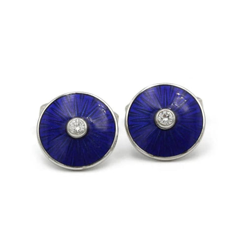 Boutons de manchette Boutons de manchettes - Or, émail et diamants 58 Facettes 190059R