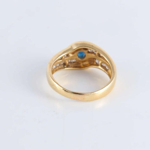 Bague 55 Bague Saphir et double ligne de Diamants 58 Facettes FM79