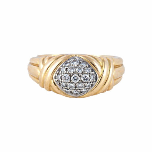 Bague 58 Bague pavée de 19 diamants en or jaune 750 58 Facettes