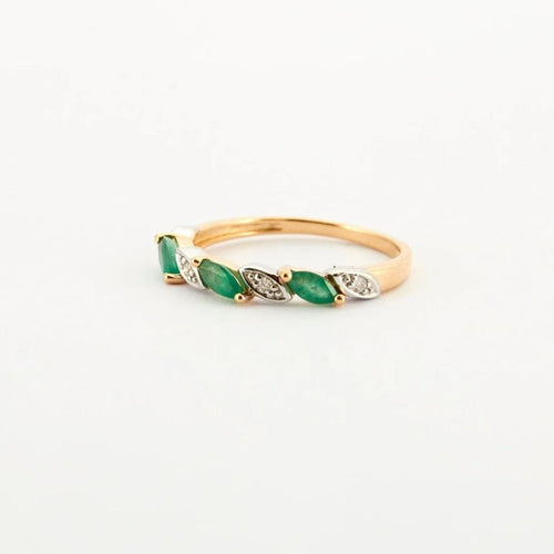 Bague 53 Bague Or jaune Emeraude Diamants 58 Facettes