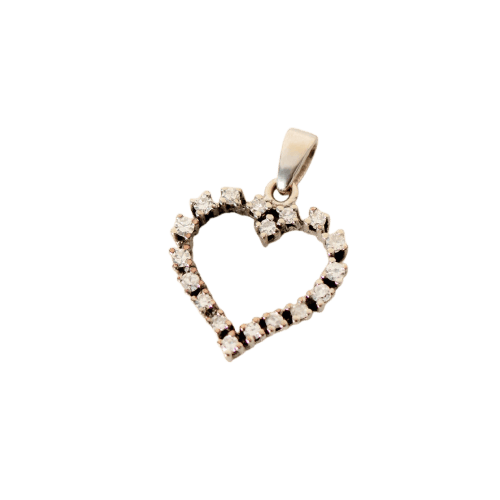Pendentif Pendentif cœur - Diamants en or blanc 14 carats 0,50 ct 58 Facettes