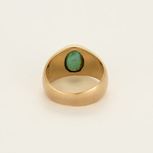 Bague 50 Bague chevalière en or jaune et turquoise 58 Facettes RAM3379