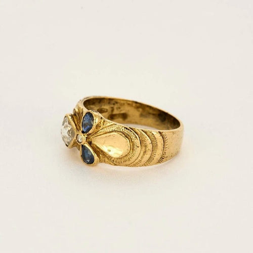 Bague 58 Bague bandeau sertie en or jaune 18k et saphirs, diamants 58 Facettes BG9
