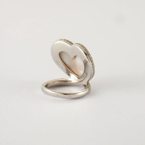 Bague 53 Bague Coeur Diamants Nacre 58 Facettes