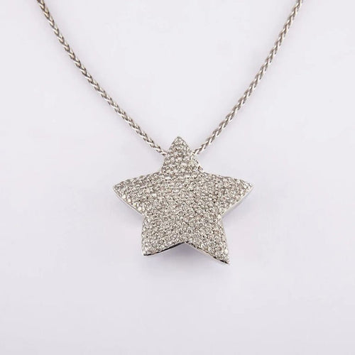 Collier chaine : 40 cm / Blanc/Gris / Or 750 Collier Pendentif Etoile diamants 58 Facettes 170216R