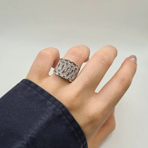 Bague 53.5 Bague or blanc sertie de diamants naturels 58 Facettes