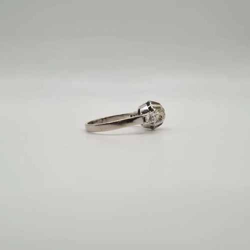 Bague 54 Bague or blanc, platine, diamants taille ancienne 58 Facettes