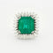 Bague 53 Bague marguerite en or blanc 18k et émeraude 13ct 58 Facettes 1972