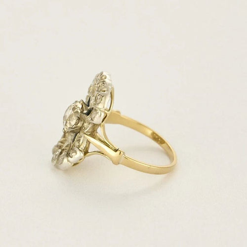 Bague 56 Bague ajourée volutes en or jaune 18k et argent, diamants et saphirs 58 Facettes LJBAV2