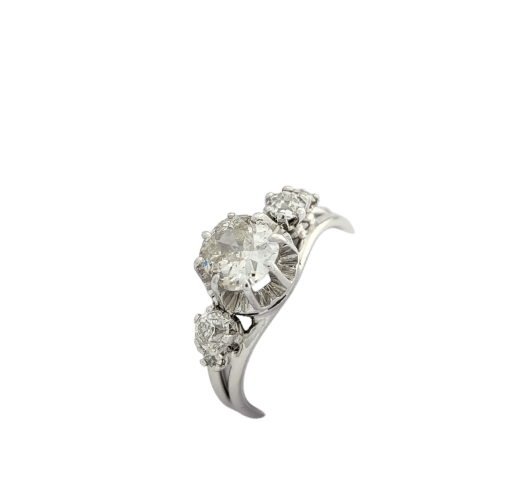 Bague 54 Bague ancienne en or blanc 18 carats et diamants 58 Facettes 31885
