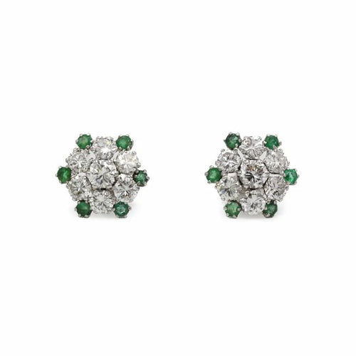 Boucles d'oreilles Boucles d'oreilles Flocons - Or blanc, Emeraudes et Diamants 58 Facettes 250356R