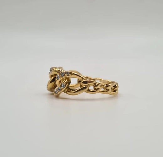 Bague 54.5 Bague or jaune 18 carats sertie de diamants 58 Facettes