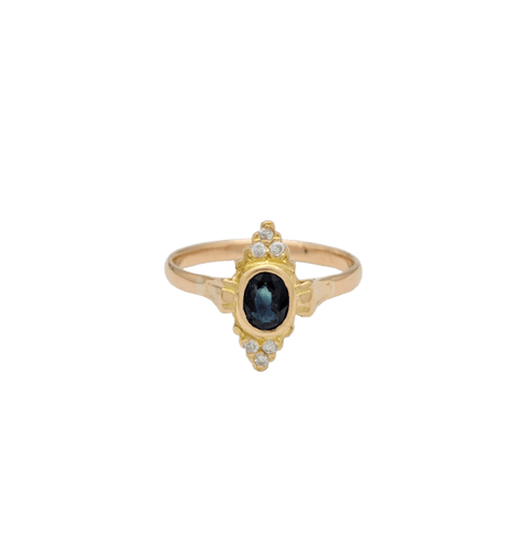 Bague 53 Bague marquise en or jaune 18 carats, saphir et diamants 58 Facettes 32638