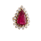 Bague 47 Bague Pierre rouge entourage 17 Diamants navettes 58 Facettes FM116