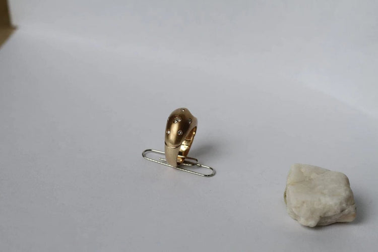 Bague 54 Bague rétro en or jaune 14k et diamants ronds, diamant Trillion 58 Facettes