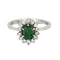 Bague 53 Bague marguerite en or blanc 18K, émeraude et diamants 58 Facettes 58FC162