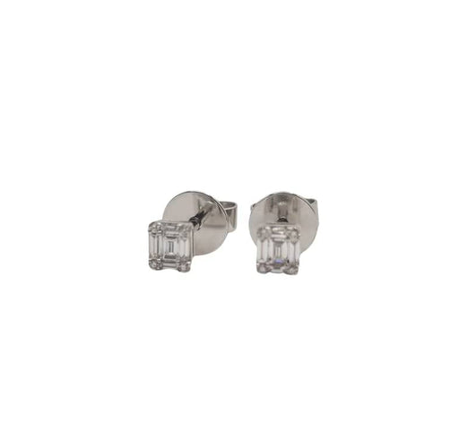 Boucles d'oreilles Boucles d’oreilles or blanc serties de diamants baguettes 58 Facettes