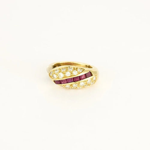 Boucles d'oreilles Boucles d'oreilles en or jaune et blanc 18K, rubis et diamants 58 Facettes 58FC128
