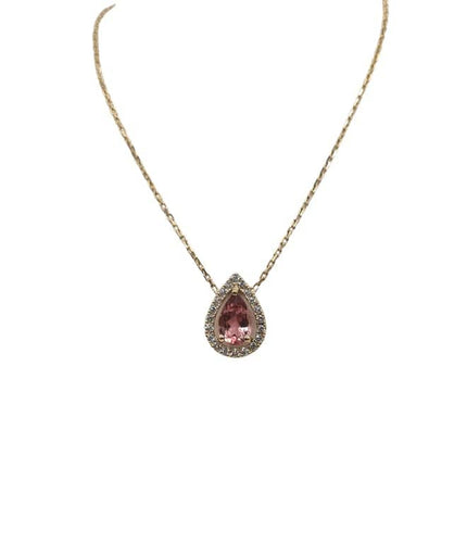 Collier Collier or jaune serti d'une tourmaline et de diamants 58 Facettes
