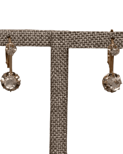 Boucles d'oreilles Boucles d’oreilles dormeuses en or jaune et or blanc 18 carats et diamants 58 Facettes