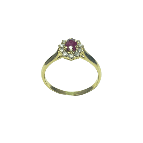 Bague 60 Bague marguerite rubis et diamants en or jaune 18 carats 58 Facettes 250390