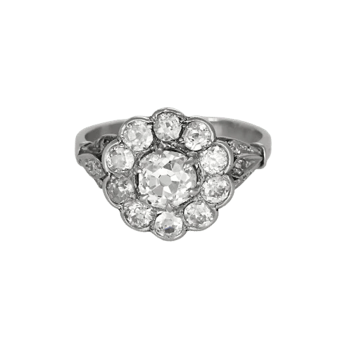 Bague 51,5 Bague marguerite en or blanc 18k, platine et diamants 58 Facettes LJ25-330