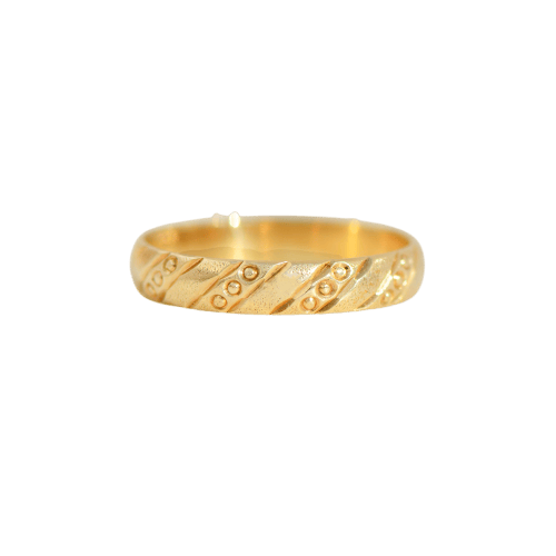 Bague 54.5 Bague vintage en or jaune 14 carats gravée, vers 1950 58 Facettes