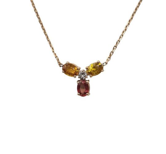 Collier Collier or rose serti de saphirs et d'un diamant 58 Facettes